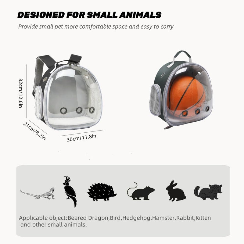 Small Animal Carrier Backpack for Guinea Pig Bird Bunny Cat Kitten Lizard Rabbit Squirrel Beared Dragon Portable Travel Carrier Backpack Space Capsule Bubble Window Carrier (Black) Black - PawsPlanet Australia