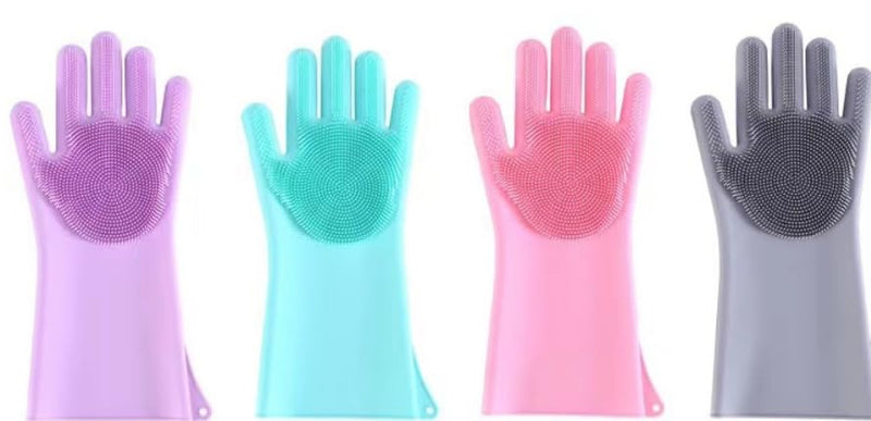 PnzongeMulti use silicone gloves for dogs, showers,pets cats hair removal, anti scratch massage products thickened set of 2 Gray - PawsPlanet Australia