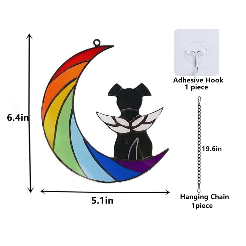 Dog Memorial Gifts for Loss of Dog,Dog Memorial Sun Catcher, Pet Loss Sympathy Gift,Dog Death Sympathy Gifts,Rainbow Bridge Dog Memorial Gifts,Pet Memorial Gifts for Dogs Loss of Dog Rainbow-black dog - PawsPlanet Australia
