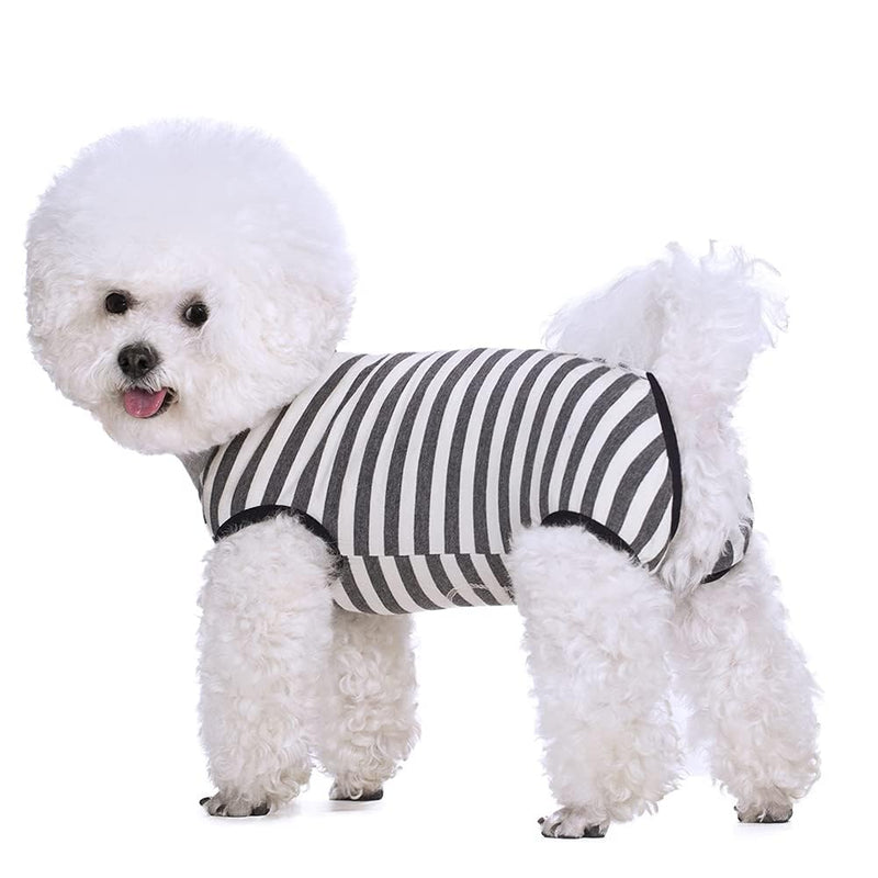 Dog Recovery Suit After Surgery,Spay Neuter Clothes for Female Dogs,Small Medium Dog Shirt,E-Collar Cone Alternative,Prevent Licking Wound Dog Onesie,Pet Surgical Suit(Grey White Stripe-m) grey - PawsPlanet Australia