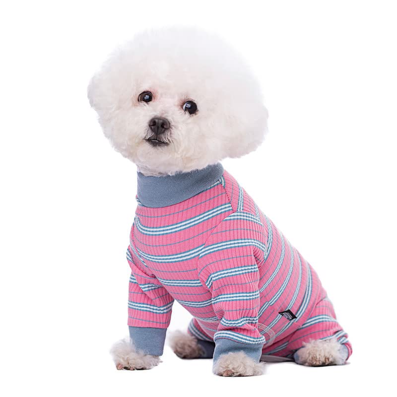 Dog Striped Recovery Suit, Puppy After Surgery Onesie for Female Male Dogs, Dogs Cats Long Sleeve Pajamas Bodysuit, Surgery Abdominal Wound Bandages Clothes, Dog Pant for Shedding Skin Disease Large Pink - PawsPlanet Australia