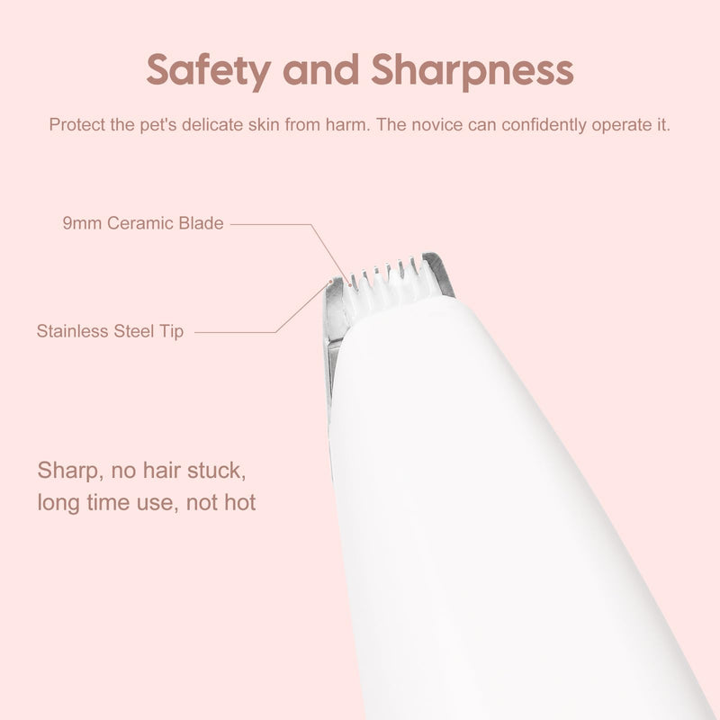 Dog Clippers for Grooming, Dog Paw Trimmer, Pet Paw Trimmer, Mini Trimmer for Dogs, Rechargeable, Low Noise for Trimming Dog Cat Hair Around Paws, Eyes, Ears, Face, Rump (White) White - PawsPlanet Australia