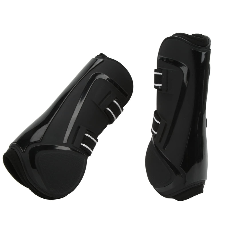 Horse Leg Boots, PU Shell Elastic Neoprene Horse Leg Guard, Black Front Legs, for Tendon and Blood Vessel Protection, 1 Pair X-Large