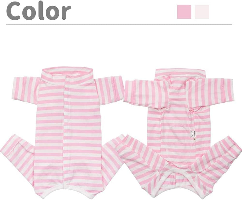 Dog’s Recovery Suit Post Surgery Shirt for Puppy, Full Coverage Dog's Bodysuit Wound Protective Surgical Clothes for Small and Medium Pets (Pink White Stripe-s) S pink white stripe - PawsPlanet Australia