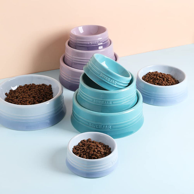 SWEEJAR Gradient Dog Bowl, Ceramic Dog Food Dish for Puppy and Large Dog, Porcelain Pet Bowl for Food and Water Small (8oz) Gradient Purple - PawsPlanet Australia