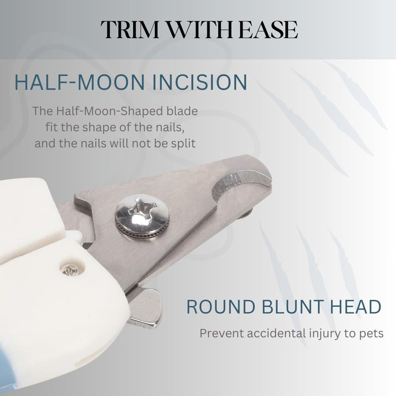 Pet Nail Clippers and Trimmers: Ensuring Safety with Guard, Includes Nail File and Sharp Blade - Ideal Grooming Tool for Cats and Dogs - Dog Nail Clippers, Cat Nail Trimmer, white & Blue - PawsPlanet Australia