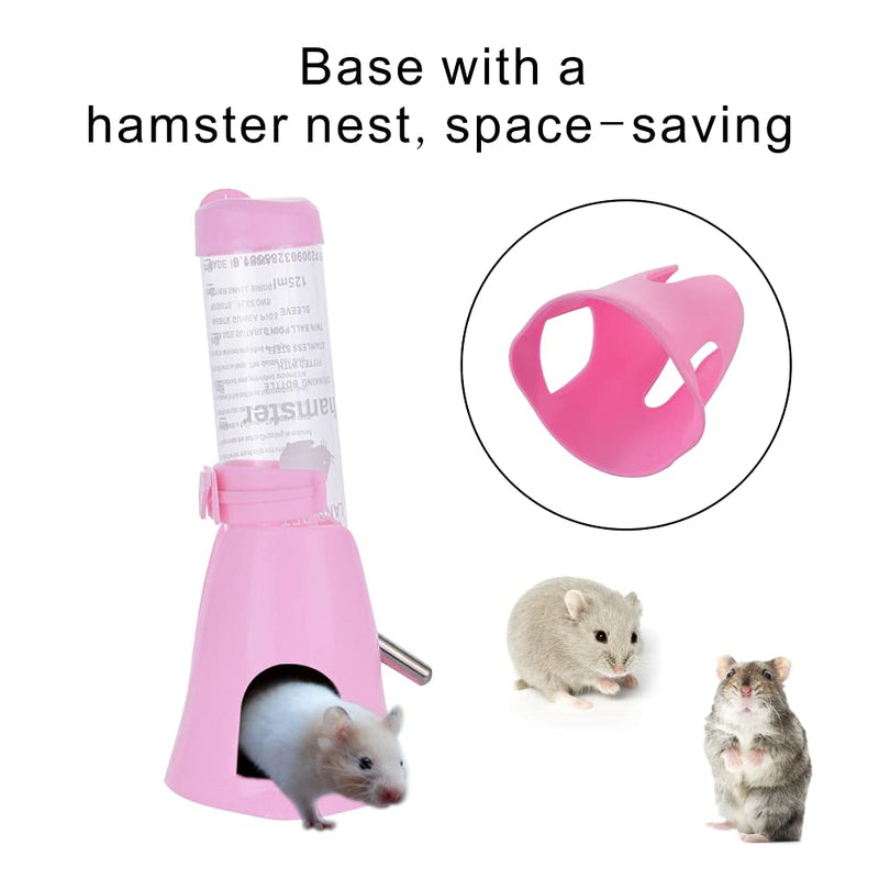 Guardians Hamster Water Bottle, Little Pet Automatic Drinking Bottle with Food Container Base Hut Hanging Water Feeding Bottles Auto Dispenser for Small Animals(125ml,Pink) 125ml Pink - PawsPlanet Australia
