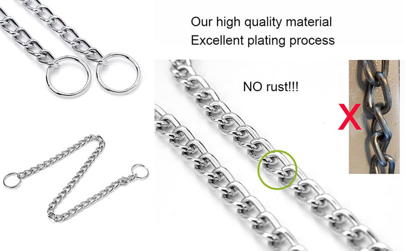 Chain Choke Collar for Dogs, Metal Slip Link Training Heavy Duty Dog Choker Collar Martingale Puppy Collars for XS Small Medium Large Big XL Breed Dogs (Silver, L(Neck Max 20inch) D3.5mm) Silver L(Neck Max 20inch)D3.5mm - PawsPlanet Australia