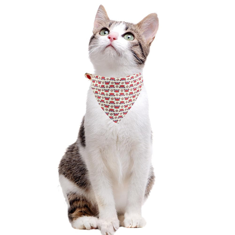 Cat Collar Breakaway with Cute Bow Tie Bandana and Bell Crab Accessories for Kitty Adjustable Safety