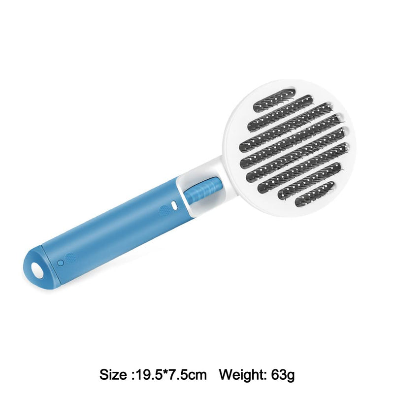 Pet Grooming Brushes Self-Cleaning Slicker Brush and Massage Brush for Dogs and Cats Long or Short Hair Removes Loose Undercoat Soft Combs Pet Supplies (Round Comb, BLUE) Round Comb, BLUE