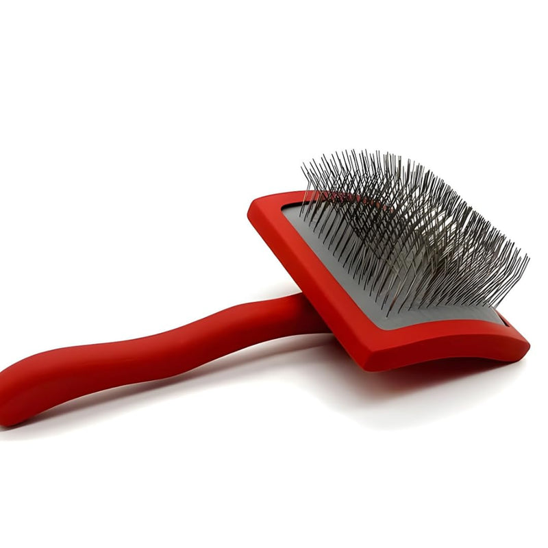 Big G Dog Slicker Brush for Professional Grooming - Fluff, Detangle & Style Goldendoodles, Labradoodles, Poodles & Long-Haired Dogs - Large Coral Curved Brush, Saves Time & Energy - PawsPlanet Australia