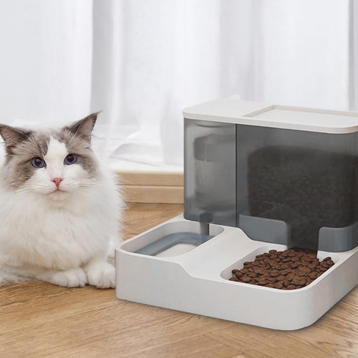 FAMILY'S BACKYARD Cat Bowls for Indoor,Automatic Cat Feeder,Dog Food Dispenser,Fully Enclosed Water Storage and Grain Storage Dual Function Pet Food Bowl,Size 30 * 25 * 22CM - PawsPlanet Australia