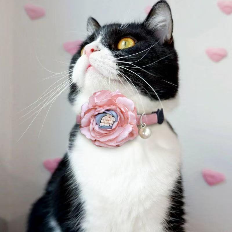 Fupo Cat Collar - Breakaway Adjustable with Bell& Flower (Pink) PINK - PawsPlanet Australia