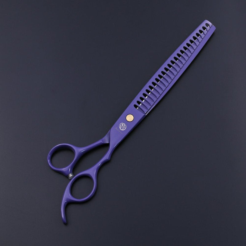 Purple Dragon 7.0/8.0 inch Professional Dog Grooming Hair Cutting Scissor &Curved Scissor&Chunker Shear Kit with Bag - for Pet Groomer or Family DIY Pet Use 8.0 inch Purple - PawsPlanet Australia