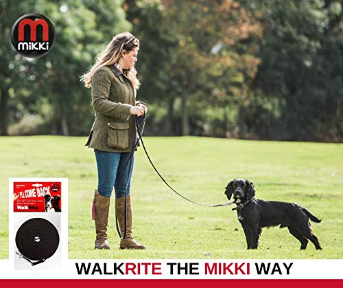 Mikki Dog, Puppy Recall Training Line Lead - Cotton Webbing Lightweight Walking Leash - 20 ft/6 m Long 20ft - PawsPlanet Australia