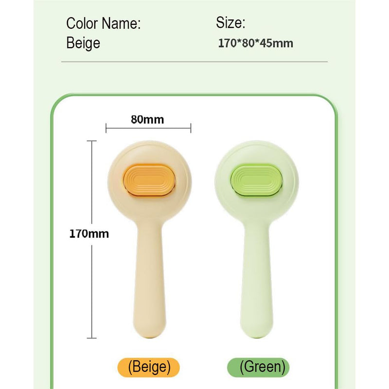 Pet Grooming Brush for Cats & Dogs –Cat Brushes for Indoor Cats, Cat Grooming Supplies –With Massage Function for Short & Long Hair, Removes Loose Fur & Undercoat – Self-Cleaning Slicker Brush (Beige) Beige - PawsPlanet Australia
