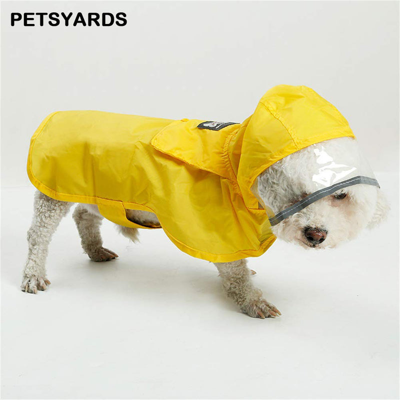 Pet Raincoat Packable Hooded Dog Rain Jacket Reflective Strips Lightweight Adjustable Poncho for Small Medium Large Dogs Yellow XS XS (Back:11 Inches)