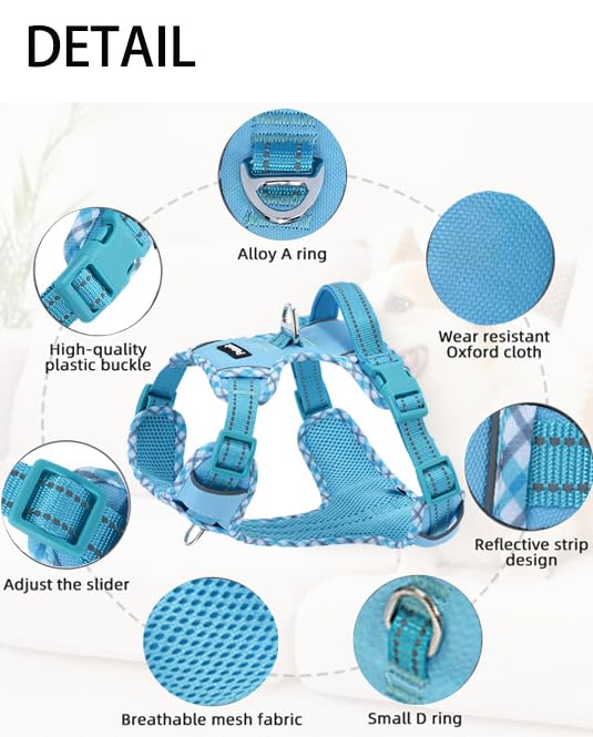 Petank Dog Harness Medium Sized Dog, Puppy Harness Medium Size Dog for Dog Training Walking, No Pull Dog Harness for Medium Dogs, Medium Dog Harness (Blue, M) Blue - PawsPlanet Australia