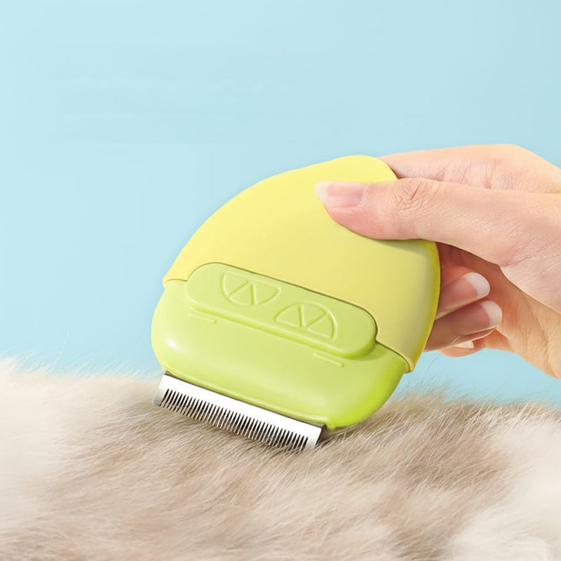 Cat Brush for Shedding – Dual-Function Cat Comb & Small Dog Brush, Furminator for Cats, Fresh Design for Grooming (Yellow) Yellow