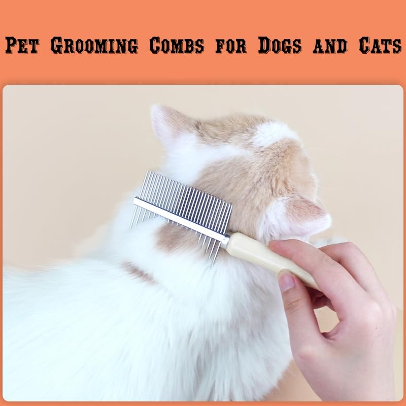 Professional Metal Dog Grooming Comb | 3 PCS Wooden Handled Pet Comb for Dogs and Cats | Removes Tangles, Dematting, Detangling | Great for Matted Hair - PawsPlanet Australia
