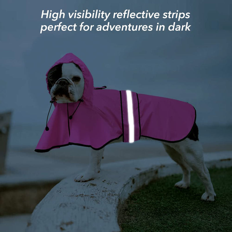 Waterproof Dog Rain coat - Reflective Adjustable Pet Raincoat Jacket, Lightweight Dog Hooded Poncho RainCoats for Small to X- Large Dogs and Puppies (Pink, Medium) Pink