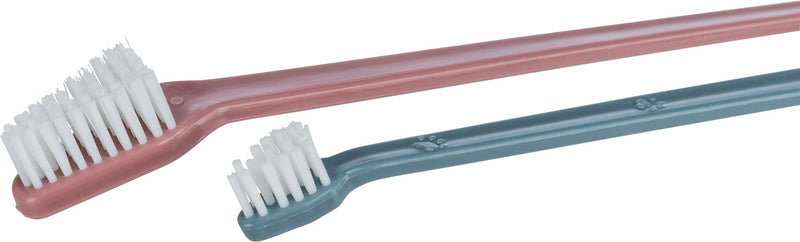 TRIXIE Toothbrush Set for Dogs and Cats - 4 Pieces - 23 cm - Red and Blue - Targeted Cleaning All Teeth - 2558 (Pack of 3)