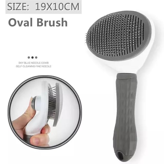Cat Grooming Brush, pet brush hair remover, Self Cleaning Slicker Brushes for Dogs Cats, dog massage brush (GRAY) Gray and white - PawsPlanet Australia