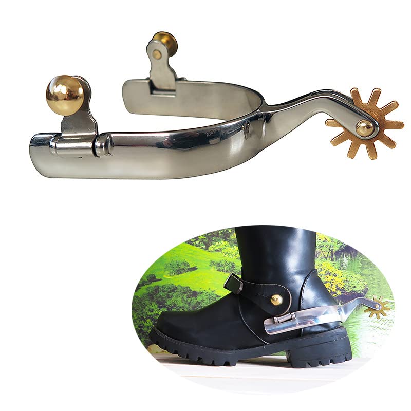 Zerodis Horse Spurs, 1Pair Stainless Steel Western Cowboy Spurs Exquisite Gear Spurs Equestrian Gear Accessories - PawsPlanet Australia
