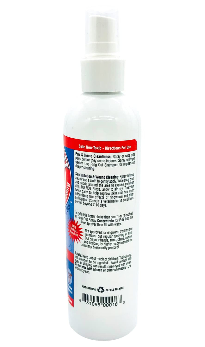 Ring Out for Pets: Control & Help Ringworm | Clean Pets Skin & Paws | Recovery & Itch Relief Calming Spray for Dog, Cat, Guinea Pig, Small or Large Animals/Pet. 8 oz Spray Bottle