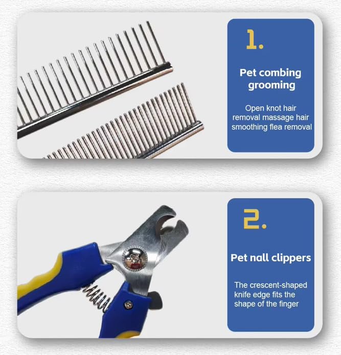 Professional 8-Piece Pet Grooming Kit for Dogs & Cats – Deshedding Brush, Nail Clippers, Scissors, Comb, Grooming,Beauty File,Collapsible Dog Bowls,pet Toothbrush,Glove & Travel Case - PawsPlanet Australia