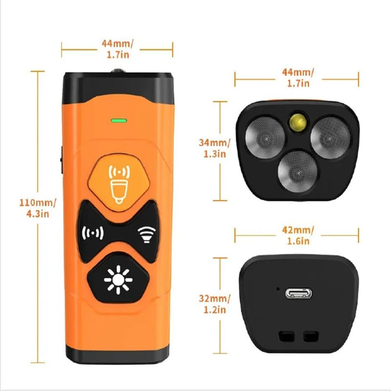 2025 Ultrasonic Dog Bark Deterrent Device – Rechargeable Anti-Bark Control with 3X Frequencies, Auto Mode, 20ft Range – Safe Humane Training for All Dogs & Collars, Orange