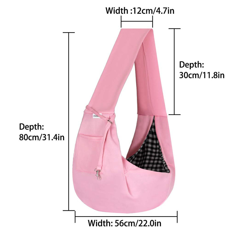 FDJASGY Small Pet Sling Carrier-Hands Free Reversible Pet Papoose Bag Tote Bag with a Pocket Safety Belt Dog Cat for Outdoor Travel Pink - PawsPlanet Australia