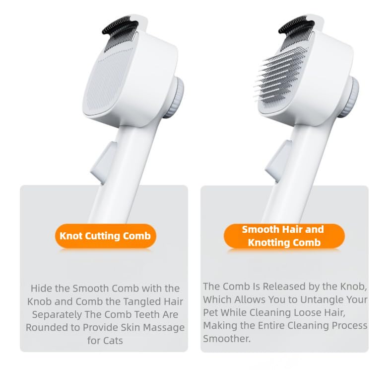 Adjustable Comb for Cats & Dogs: 2-in-1 Deshedding Brush with Hair Removal Board, Dematting Tool for Long/Short Hair - Undercoat Rake & Smooth Grooming Comb - PawsPlanet Australia