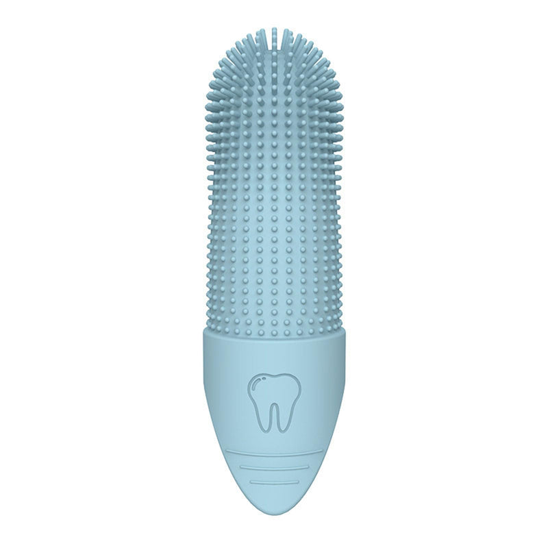 Pet finger toothbrush, massage tool, grooming aid, suitable for small pets, dogs and other pets, cream-colored dental cleaning tool