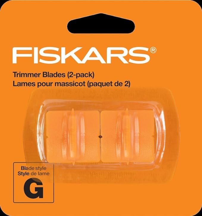 Fiskars Trimmer Replacement Blades, Precision-Ground Steel for Clean Cuts, Refill Carriage for 9" & 12" Personal Trimmers, Two Pack, Orange 2-Pack Style G - PawsPlanet Australia