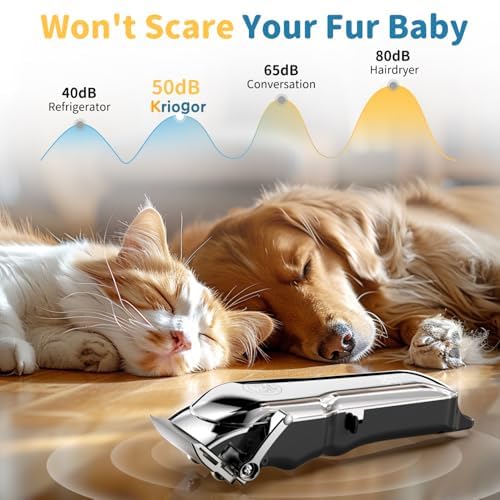 Dog Clippers Professional for Thick Hair,LED Power Display, Low Noise Cordless Dog Grooming Clippers,Rechargable Pet Shaver Trimmer with Sharp Blade/6 Guide Combs for Dogs Pets and Animals - PawsPlanet Australia