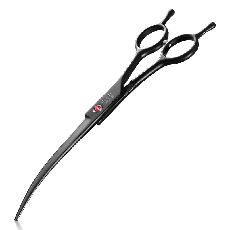 JASON 7.5" Dog Grooming Scissor - Professional Down-curved Shear with Ergonomic Handle Japanese Stainless Steel Hair Scissor for Dogs, Cats and Other Pets, Sharp (Down-curved, Black)