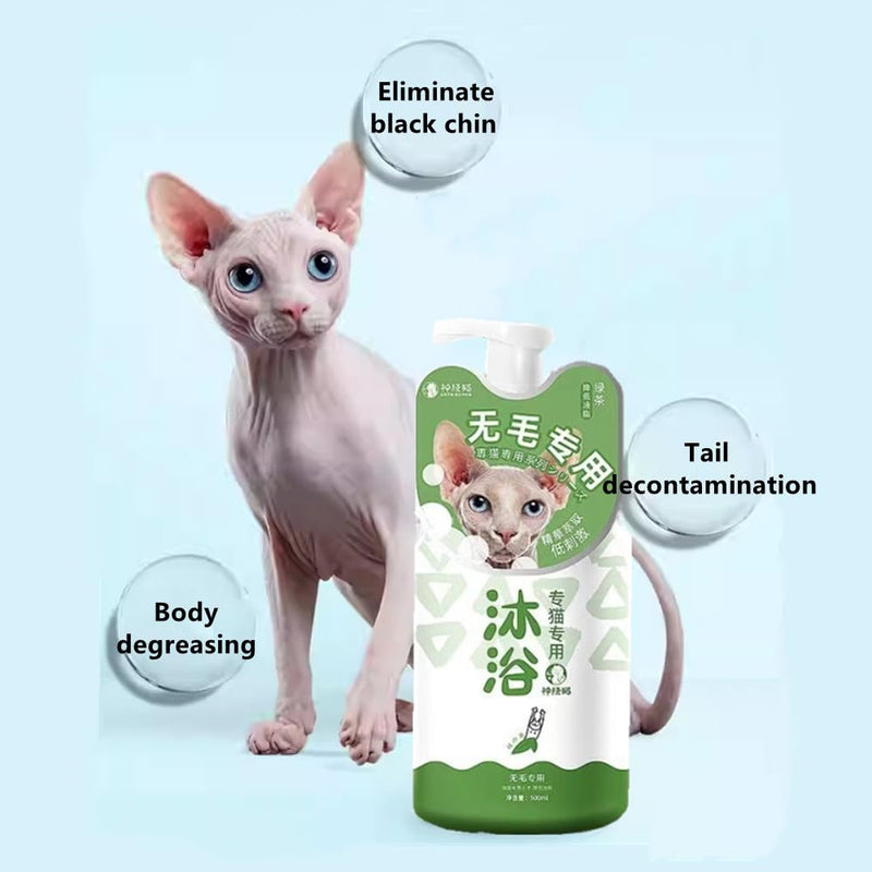 Sphynx Cat shampoo, Sphynx Cat Soothing Skin Cleanser, Effectively Control Oil Moisturizes Skin, Eliminate Black Chin,Tail Decontamination, Cleanses Skin Grease, Gentler Sphynx Cat Shampoo, 16.9Fl Oz - PawsPlanet Australia