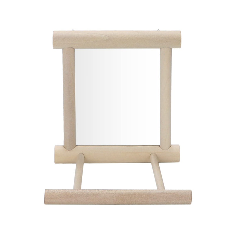 Bird Mirror with Perch Bird Toys for Parrots Budgies Parakeets Cockatiels Lovebirds Finches Canaries Wood color - PawsPlanet Australia
