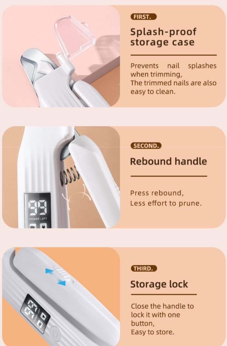 Dog & Cat Nail Clipper and Grinder 2 in 1,Rechargeable with Multiple Sanding Ports and Splash Guard. LED Light on Both Ends,Comes with a Screen to Display Power and Working Status - PawsPlanet Australia