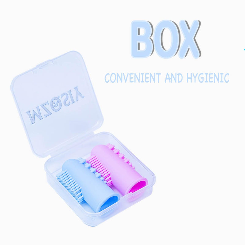 2 Pcs Dog Finger Toothbrush Silicone Pet Finger Toothbrush for Dogs Cats，Dogs Teeth Plaque Dog Dental Care with Storage Case,Easy Teeth Cleaning (Pink Blue) (Blue Pink) Blue Pink