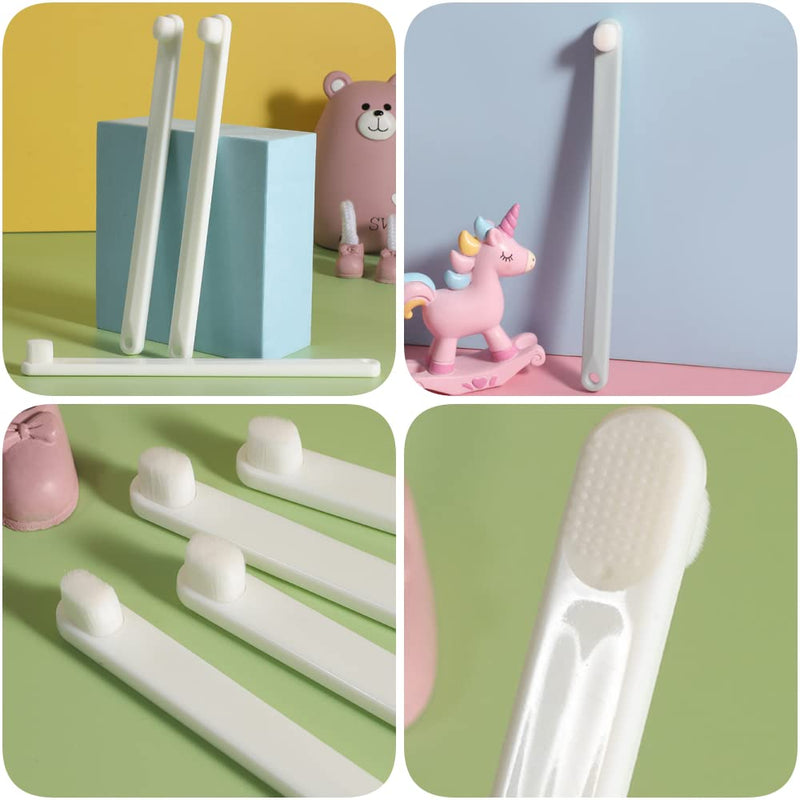 2 Pcs Small Dog & Cat Toothbrush - Soft, 360° Round Teeth Care (White + Grey, Long) White + Grey 1 count (Pack of 2)