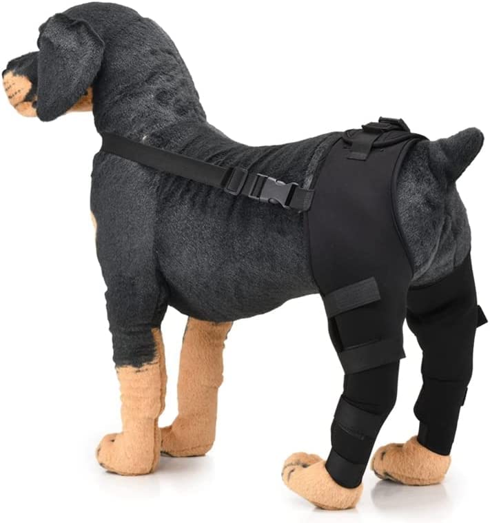 Zerodis Pet Dog Rear Leg Protector, Adjustable Knee Support Leg Support Dog Hock Brace Rear Leg Joint Wrap Protects for Dogs Recover Rear Legs (XS-Black) XS black