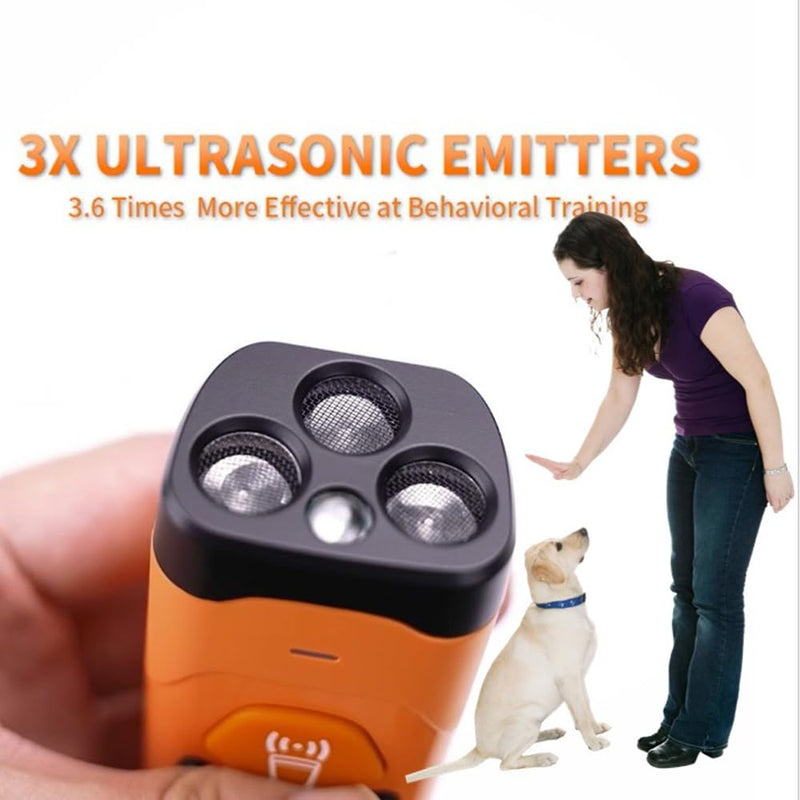 2025 Ultrasonic Dog Bark Deterrent Device – Rechargeable Anti-Bark Control with 3X Frequencies, Auto Mode, 20ft Range – Safe Humane Training for All Dogs & Collars, Orange