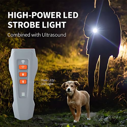 Dog Bark Deterrent Device, Ultrasonic Anti Barking, Rechargeable Anti-Barking Device for Dogs Safe & Effective Portable Anti Barking 33FT Bark Control Indoor Outdoor with Flashlight