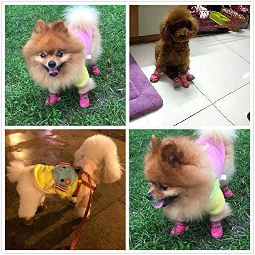 Colorful Warm Winter Little Pet Dog Boots Skidproof Soft Snowman Anti-Slip Sole Paw Protectors Small Puppy Shoes 4PCS (XL, Pink) XL - PawsPlanet Australia