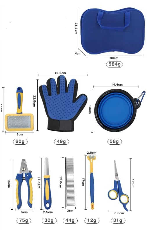 Pet Grooming Kit for Dogs Cats 8 in1 Brush Shedding & Deshedding Tools for Long and Short Haired Dogs and Cats, Dematting Comb Set - PawsPlanet Australia