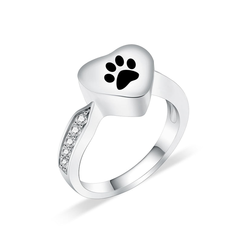 Dog Paws Print Urn Rings Cremation Jewelry for Ashes for Men Women Stainless Steel Memorial Urns Finger Rings Pet Ashes Keepsakes Jewelry Memorial Locket Rings Gifts Black-9#