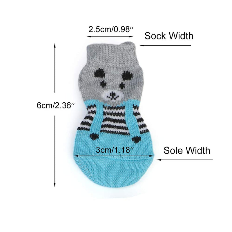 4 Pairs Anti-Slip Dog Socks&Cat Socks with Rubber Reinforcement, Pet Paw Protector for Hardwood Floors Indoor Wear S - PawsPlanet Australia