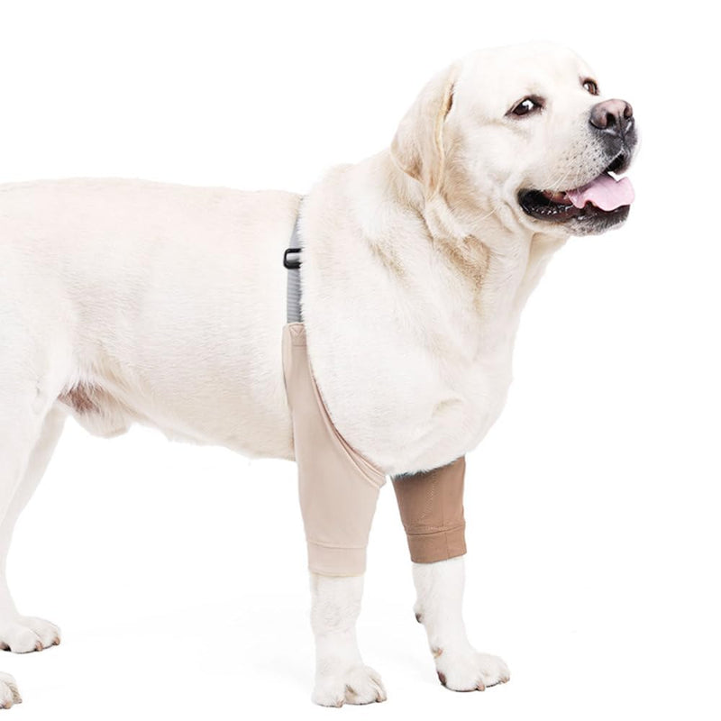 DONGKER Dog Elbow Protector,Dog Front Leg Braces Recovery Sleeve, Pet Knee Brace Wounds for Medium Large Dogs Beige L
